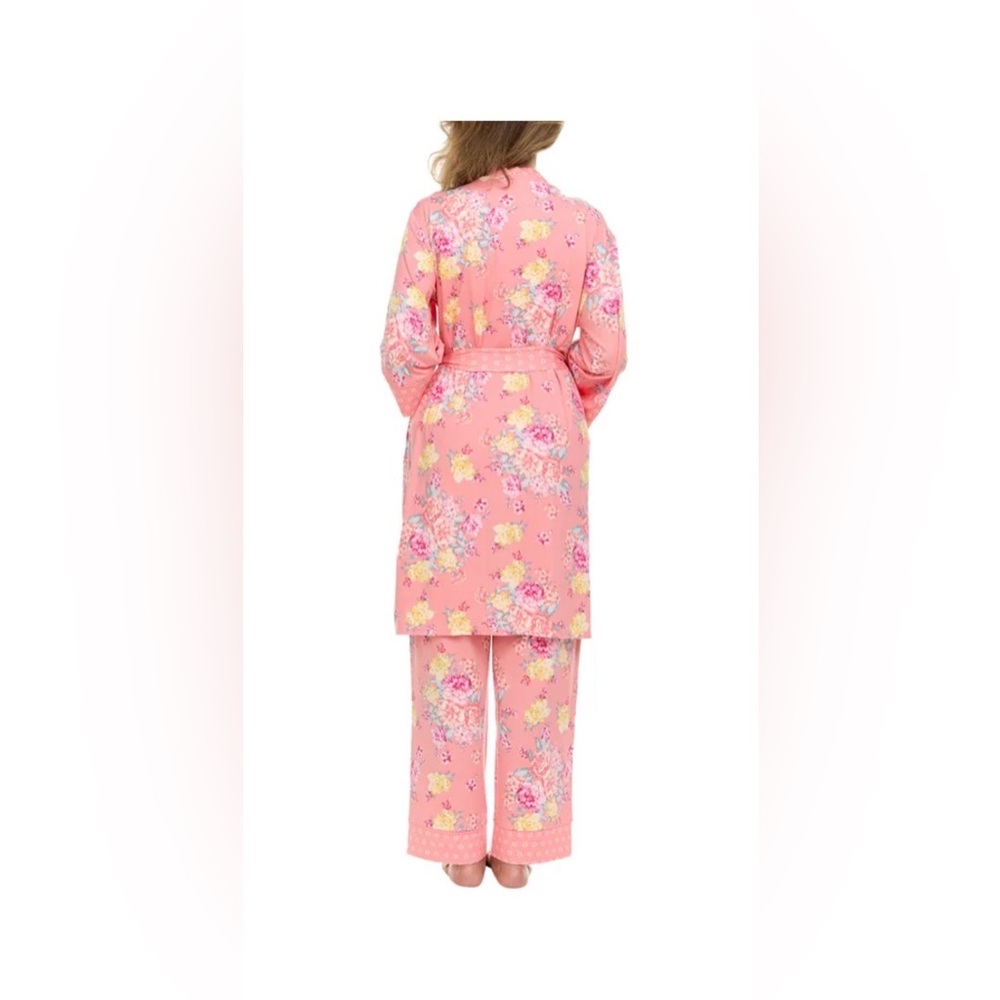 Flora Nikrooz Coral Floral 3 piece Pajama Lounge Set - Picture 7 of 13